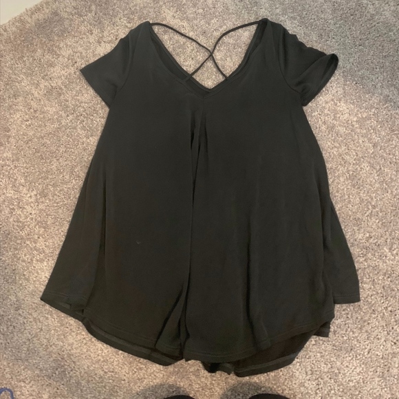 Green Envelope Tops - CRISS CROSS FLOWY TEE